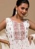 White Embroidered Georgette Sharara Suit 
