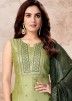 Green Readymade Embroidered Pant Suit
