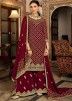 Maroon Embroidered Pakistani Style Gharara Suit