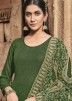 Green Stone Embellished Georgette Palazzo Suit