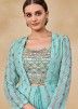 Blue Readymade Embroidered Top And Palazzo Set