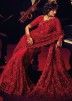 Red Embroidered Net Saree & Blouse