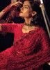 Red Embroidered Net Saree & Blouse