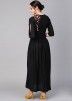 Black Readymade Flared Embroidered Dress