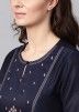 Navy Blue Embroidered Readymade Dress