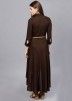 Readymade Brown Buttoned Up Asymmetric Dress 