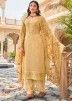 Beige Embroidered Pant Suit In Georgette