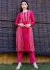 Pink Readymade Embroidered Kurta Set In Chanderi