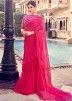 Pink Latest Frill Saree Online & Embriodered Blouse