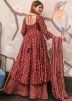 Red Readymade Digital Print Cotton Sharara Suit
