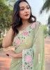 Green Embroidered Chiffon Saree For Festive