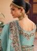 Blue Silk Saree In Mirror Work