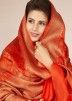 Orange Heavy Pallu Saree In Zari Woven