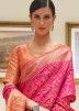 Pink Traditional Saree In Zari Woven