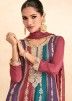 Multicolor Embroidered Flared Style Chiffon Sharara Suit