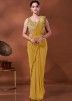 Yellow Pre-Stitched Saree & Embroidered Blouse