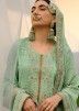 Green Embroidered Palazzo Suit In Silk