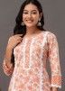 Cream Readymade Floral Printed Pant Suit Set