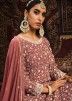 Brown Embroidered Gharara Suit Set 