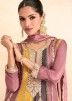 Multicolor Embroidered Flared Palazzo Suit In Chiffon