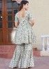 White Floral Printed Readymade Gharara Suit