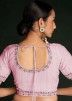 Pink Embroidered Georgette Saree & Blouse