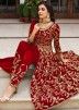 Red Sequins Embroidered Slit Style Anarkali Suit Set