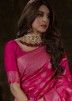 Pink Zari Woven Saree & Blouse