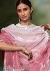 Shaded Pink Stone Border Silk Saree