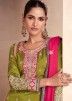 Readymade Green Embroidered Silk Palazzo Suit
