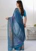 Blue Printed Silk Saree For Festive