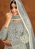 Grey Cord  Embroidered Net Anarkali Suit