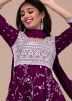 Purple Embroidered Readymade Flared Suit