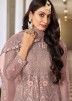 Mauve Pink Embroidered Anarkali Suit In Net