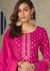 Pink Foil Printed Suit Set In Rayon