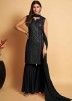 Black Georgette Readymade Embroidered Gharara Suit
