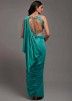 Blue Cocktail Embroidered Saree In Lycra