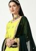 Yellow Embroidered Readymade Dhoti Style suit In Georgette