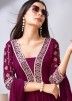 Magenta Readymade Georgette Palazzo Suit Set