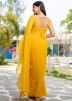 Yellow Embroidered Ruffle Saree In Georgette