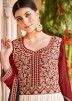 Readymade Red & White Embroidered Palazzo Suit