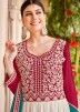 Readymade Pink & White Embroidered Palazzo Suit