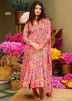 Pink Readymade Floral Print Anarkali Suit