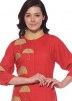 Red Slit Style Embroidered Readymade Kurti