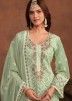 Paste Green Embroidered Organza Pant Suit Set