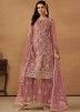 Pink Embroidered Net Gharara Suit Set