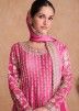 Pink Embroidered Flared Sharara Style Suit