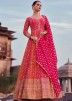 Pink Embroidered Readymade Anarkali Suit In Georgette