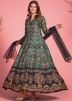Multicolor Digital Printed Readymade Art Silk Anarkali Suit