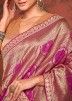 Pink Dola Silk Saree In Woven Details